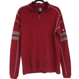 Kuhl Mens Team 1/4-Zip Sweater Merino Wool Pullover Sweater Size M Burgundy Red